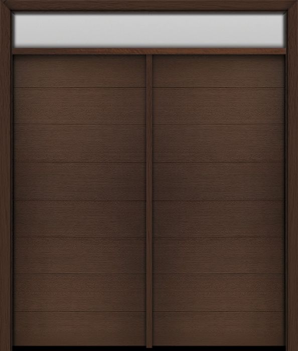 80" Mahogany Milan Solid Panel Contemporary Modern Double Door & Rec Transom