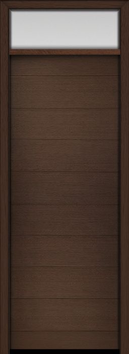 96" Mahogany Milan Solid Panel Contemporary Modern Single Door & Rec Transom