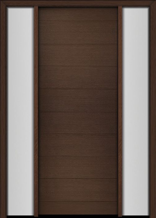 96" Mahogany Milan Solid Panel Contemporary Modern Single Door/2Sidelite