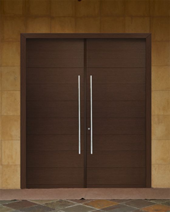 96" Mahogany Milan Solid Panel Contemporary Modern Double Door
