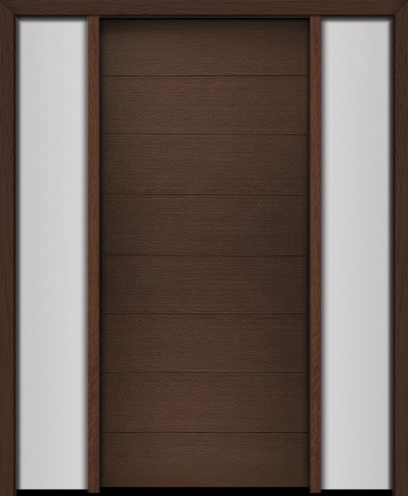 80" Mahogany Milan Solid Panel Contemporary Modern Single Door/2Sidelite