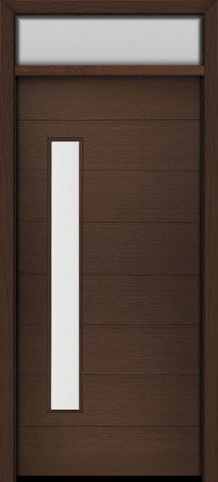 80" Mahogany Milan Thin Lite Contemporary Modern Single Door & Rec Transom