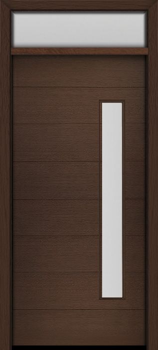 80" Mahogany Milan Thin Lite Contemporary Modern Single Door & Rec Transom