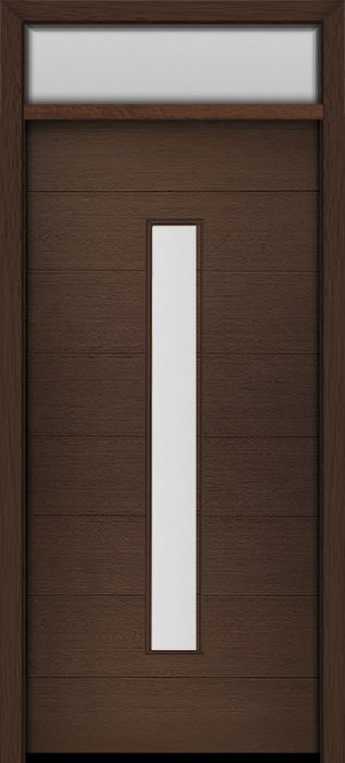 80" Mahogany Milan Thin Lite Center Contemporary Modern Single Door & Rec Transom