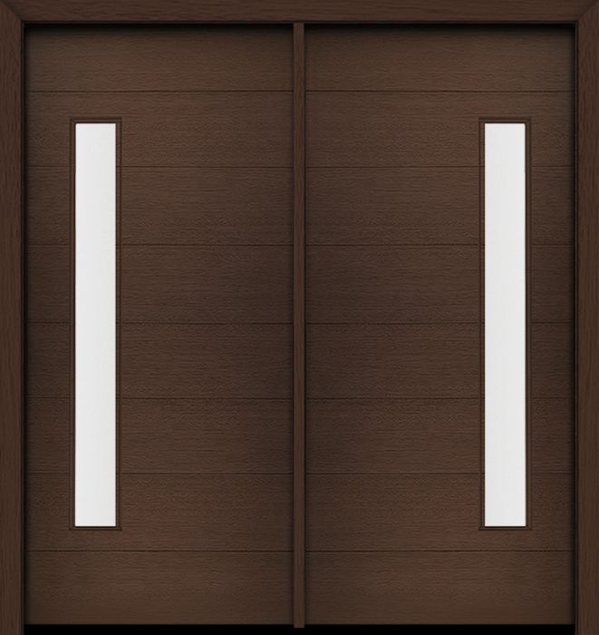 80" Mahogany Milan Thin Lite Contemporary Modern Double Door