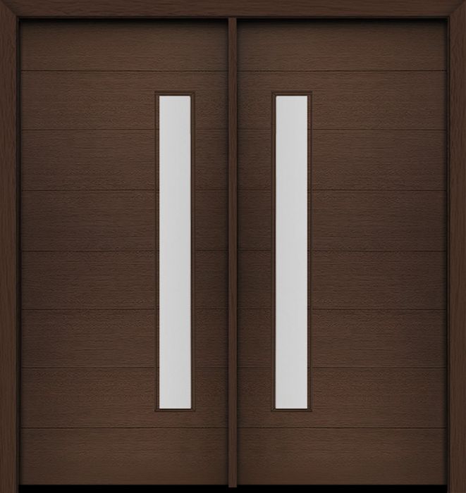 80" Mahogany Milan Thin Lite Contemporary Modern Double Door