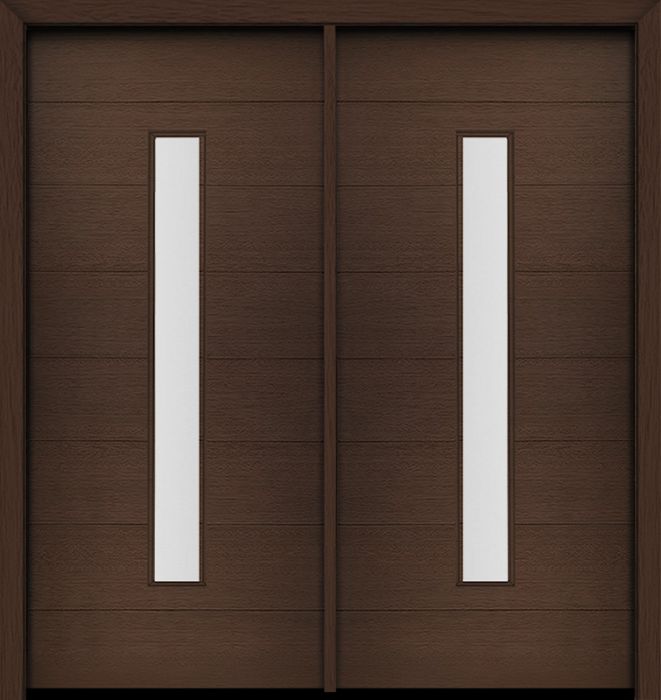 80" Mahogany Milan Thin Lite Center Contemporary Modern Double Door