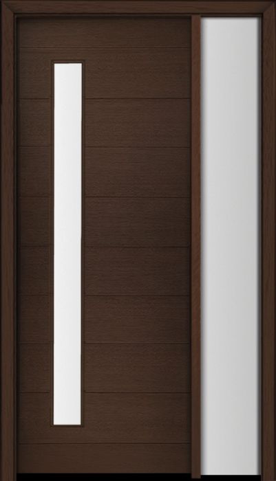 96" Mahogany Milan Thin Lite Contemporary Modern Single Door/Sidelite