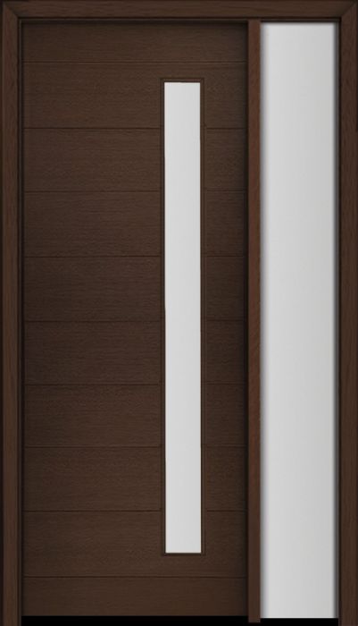 96" Mahogany Milan Thin Lite Contemporary Modern Single Door/Sidelite