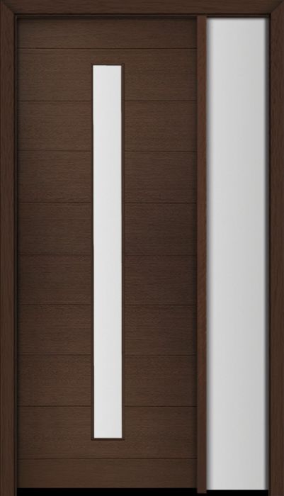96" Mahogany Milan Thin Lite Center Contemporary Modern Single Door/Sidelite