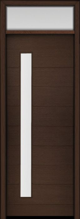 96" Mahogany Milan Thin Lite Contemporary Modern Single Door & Rec Transom