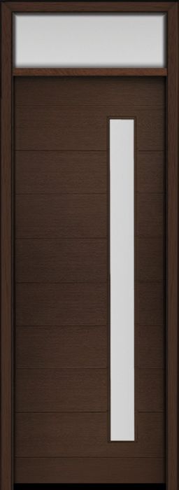 96" Mahogany Milan Thin Lite Contemporary Modern Single Door & Rec Transom