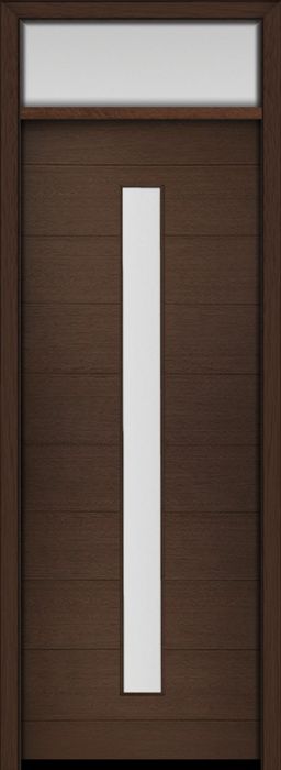 96" Mahogany Milan Thin Lite Center Contemporary Modern Single Door & Rec Transom