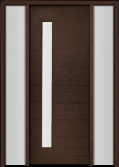 96" Mahogany Milan Thin Lite Contemporary Modern Single Door/2Sidelite