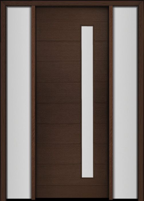 96" Mahogany Milan Thin Lite Contemporary Modern Single Door/2Sidelite
