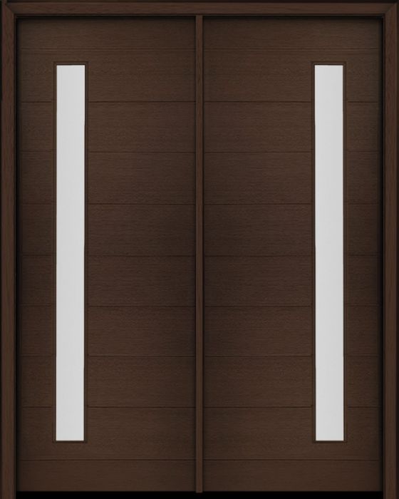 96" Mahogany Milan Thin Lite Contemporary Modern Double Door