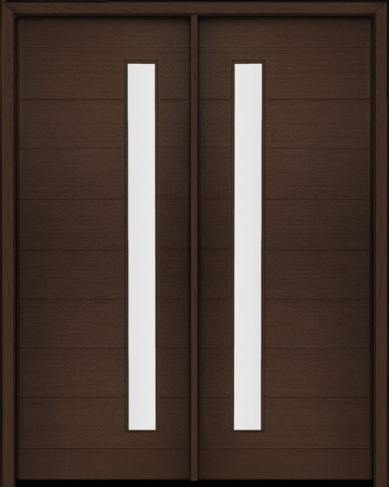 96" Mahogany Milan Thin Lite Contemporary Modern Double Door