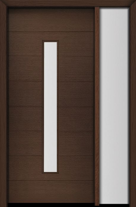 80" Mahogany Milan Thin Lite Center Contemporary Modern Single Door/Sidelite