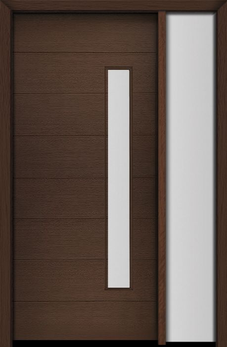 80" Mahogany Milan Thin Lite Contemporary Modern Single Door/Sidelite