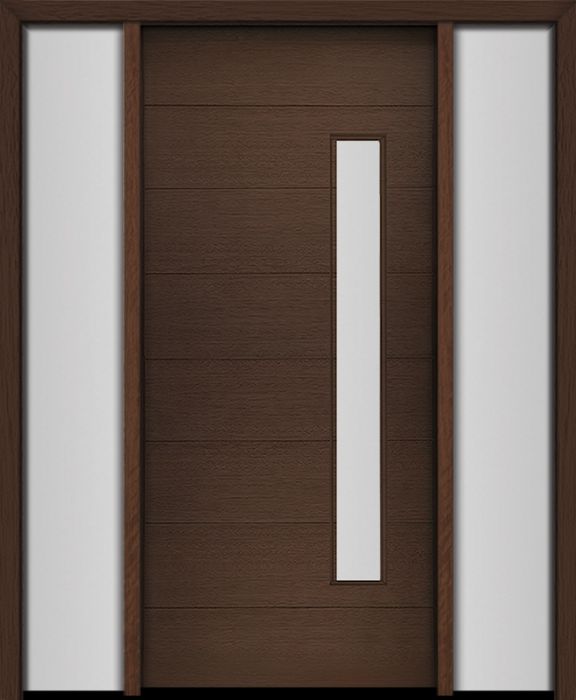 80" Mahogany Milan Thin Lite Contemporary Modern Single Door/2Sidelite