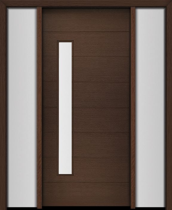 80" Mahogany Milan Thin Lite Contemporary Modern Single Door/2Sidelite