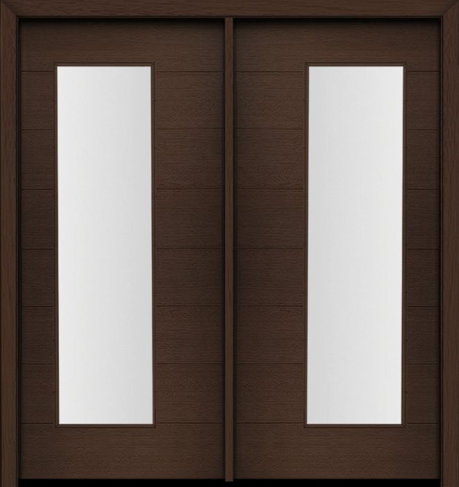 80" Mahogany Milan Wide Lite Contemporary Modern Double Door