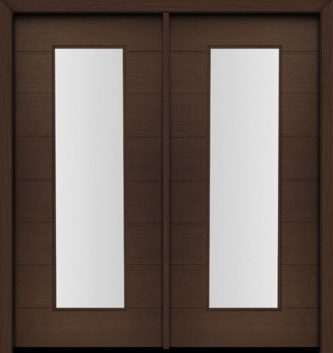 80" Mahogany Milan Wide Lite Center Contemporary Modern Double Door