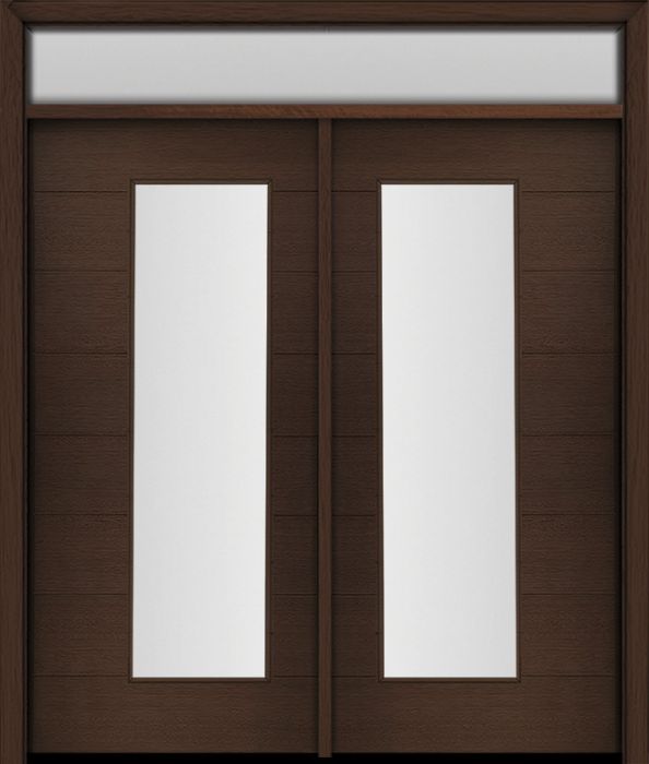 80" Mahogany Milan Wide Lite Contemporary Modern Double Door & Rec Transom