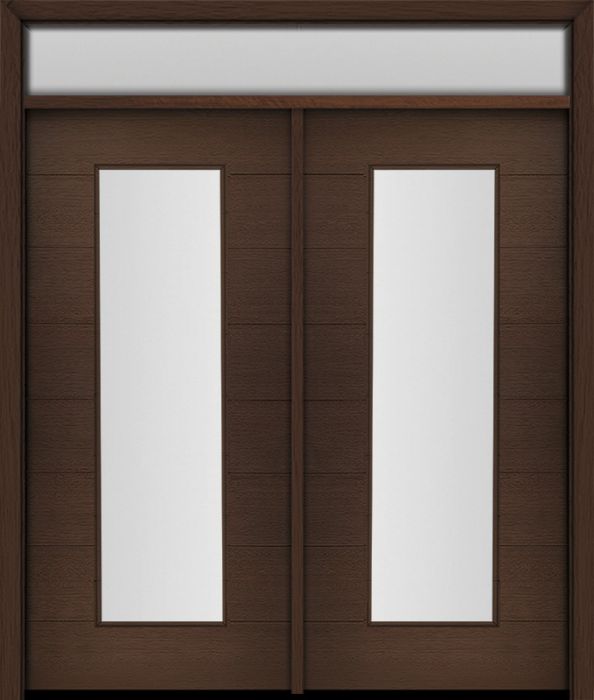 80" Mahogany Milan Wide Lite Center Contemporary Modern Double Door & Rec Transom