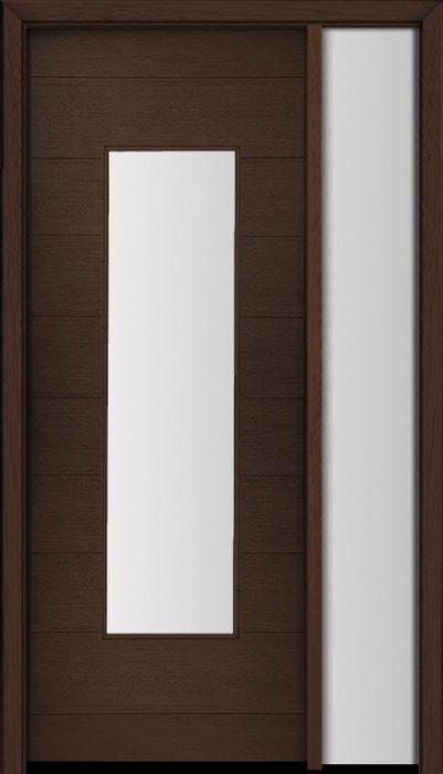 96" Mahogany Milan Wide Lite Center Contemporary Modern Single Door/Sidelite