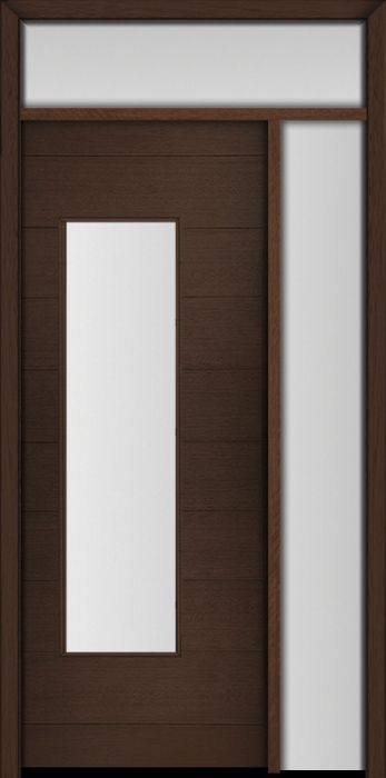 96" Mahogany Milan Wide Lite Contemporary Modern Single Door/Sidelite & Rec Transom