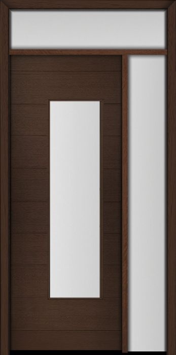 96" Mahogany Milan Wide Lite Contemporary Modern Single Door/Sidelite & Rec Transom