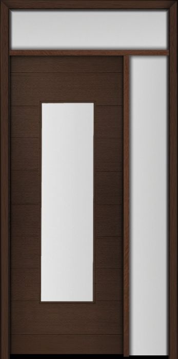 96" Mahogany Milan Wide Lite Center Contemporary Modern Single Door/Sidelite & Rec Transom