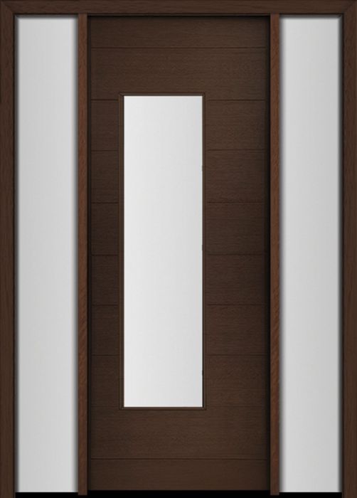 96" Mahogany Milan Wide Lite Contemporary Modern Single Door/2Sidelite