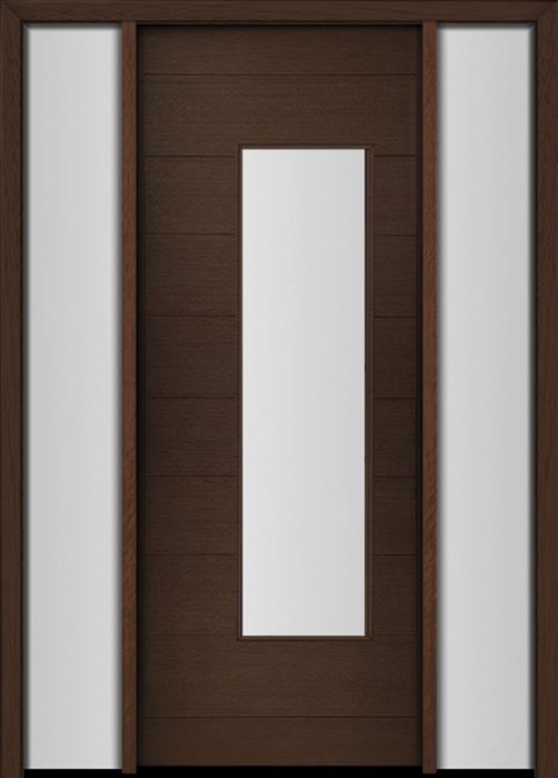96" Mahogany Milan Wide Lite Contemporary Modern Single Door/2Sidelite