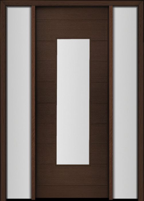 96" Mahogany Milan Wide Lite Center Contemporary Modern Single Door/2Sidelite