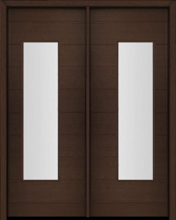 96" Mahogany Milan Wide Lite Contemporary Modern Double Door