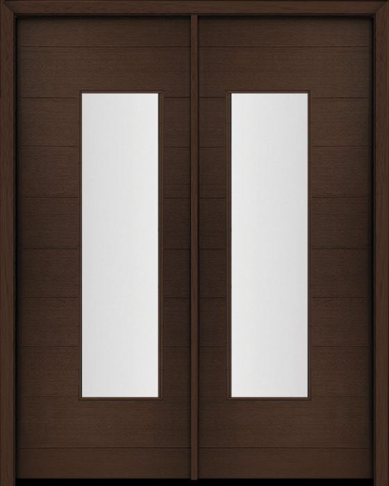 96" Mahogany Milan Wide Lite Contemporary Modern Double Door