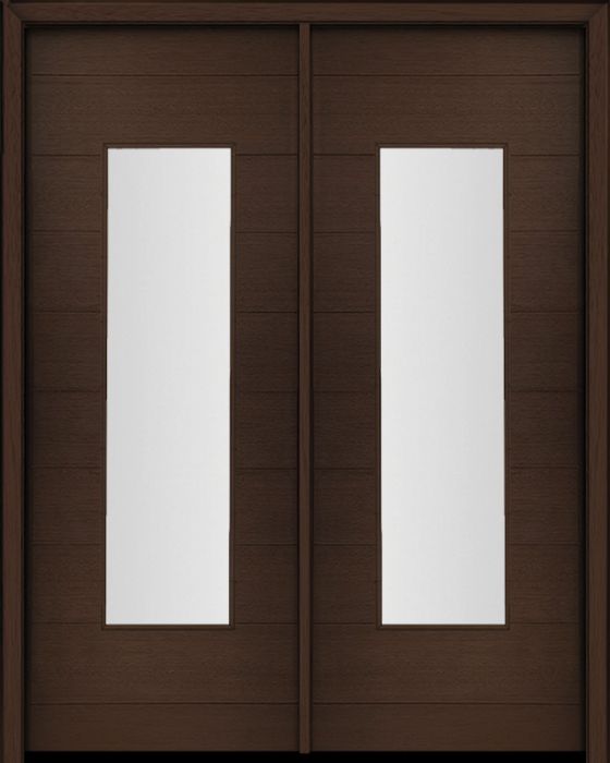 96" Mahogany Milan Wide Lite Center Contemporary Modern Double Door