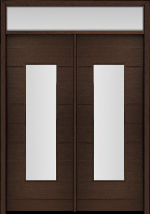 96" Mahogany Milan Wide Lite Center Contemporary Modern Double Door & Rec Transom