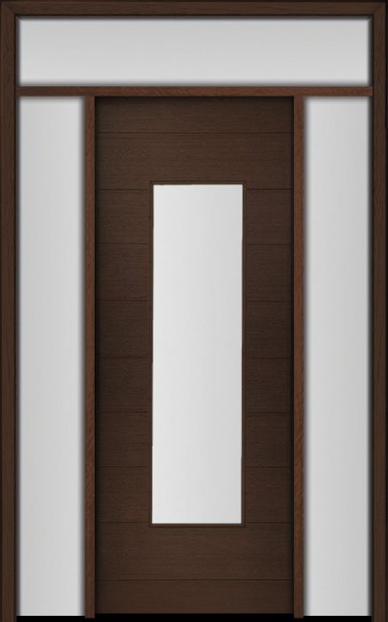 96" Mahogany Milan Wide Lite Center Contemporary Modern Single Door/2Sidelite & Rec Transom