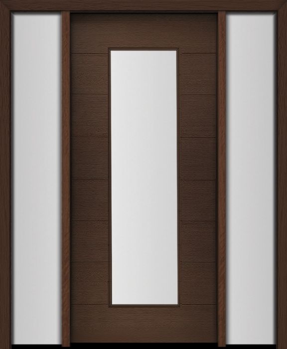 80" Mahogany Milan Wide Lite Center Contemporary Modern Single Door/2Sidelite