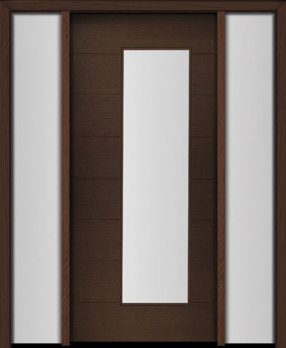80" Mahogany Milan Wide Lite Contemporary Modern Single Door/2Sidelite