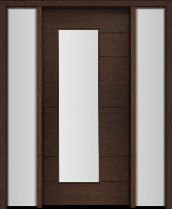 80" Mahogany Milan Wide Lite Contemporary Modern Single Door/2Sidelite