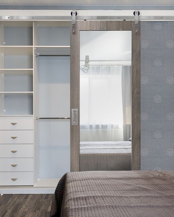 80" Mirror Birch Solid Contemporary Single Barn Door