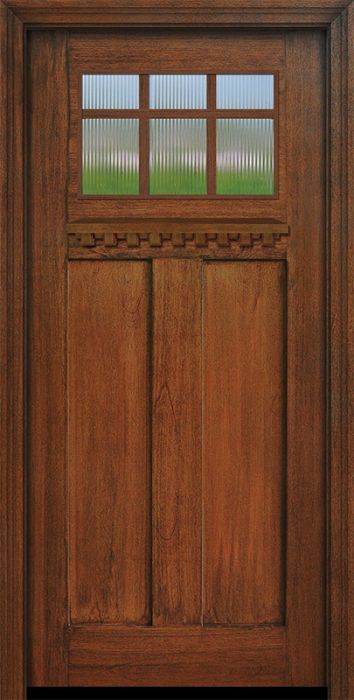 36" x 80" Craftsman 6 Lite Marginal SDL Divided Lite Mahogany Door