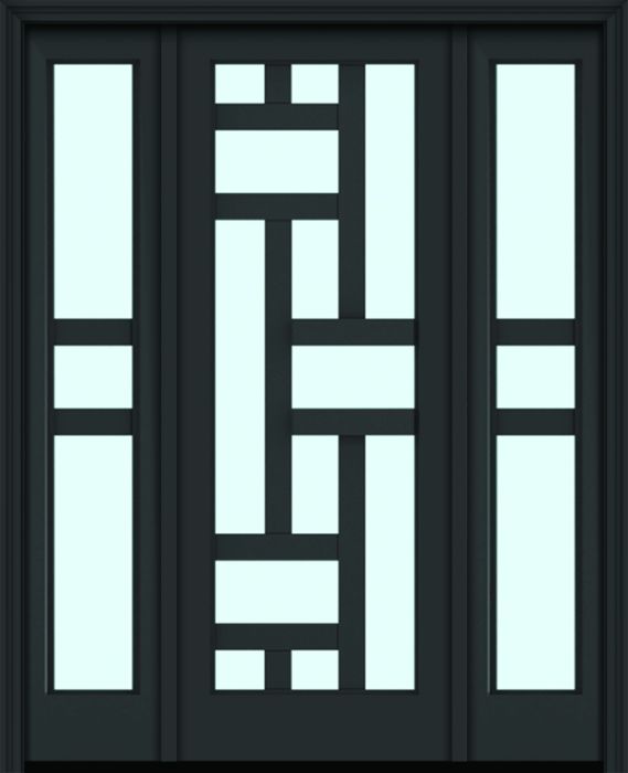 96" Full Lite 12 Lite 3.5" Designer SDL Montpelier Nova 90 Modern Smooth Fiberglass Single Door, Sidelites