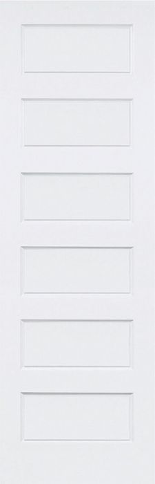 96" Conmore 6 Panel Shaker Hollow Core Smooth Single Door|1-3/8" Thick