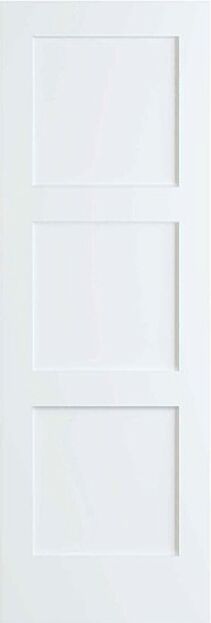 96" 3-Panel Shaker Primed Wood Single Door