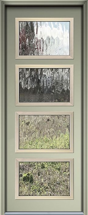 36" x 96" Continental 4 Lite Contemporary Smooth Fiberglass Single Door w/Aluminum Frame